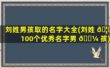 刘姓男孩取的名字大全(刘姓 🦋 100个优秀名字男 🐼 孩)